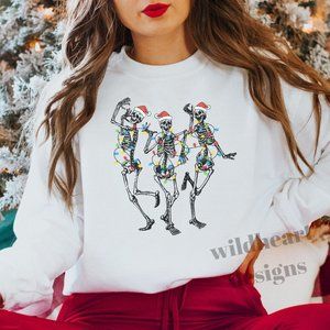 Skeleton Christmas Sweatshirt, Unisex Sizes S-XL